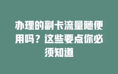 办理的副卡流量随便用吗？这些要点你必须知道