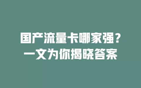 国产流量卡哪家强？一文为你揭晓答案