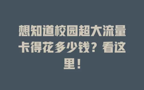 想知道校园超大流量卡得花多少钱？看这里！