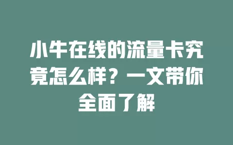 小牛在线的流量卡究竟怎么样？一文带你全面了解