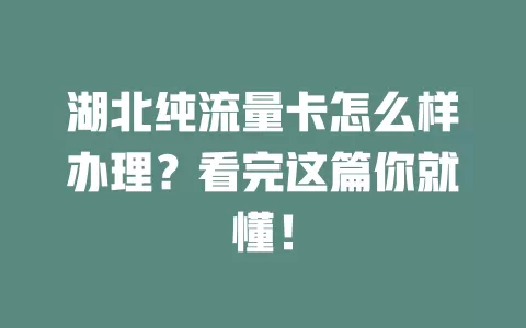 湖北纯流量卡怎么样办理？看完这篇你就懂！