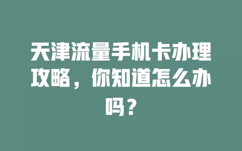 天津流量手机卡办理攻略，你知道怎么办吗？
