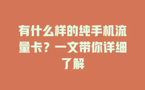 有什么样的纯手机流量卡？一文带你详细了解