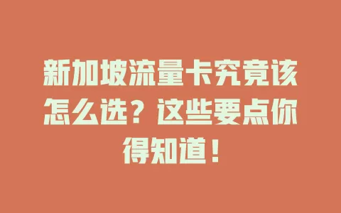 新加坡流量卡究竟该怎么选？这些要点你得知道！