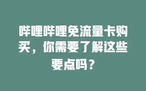 哔哩哔哩免流量卡购买，你需要了解这些要点吗？