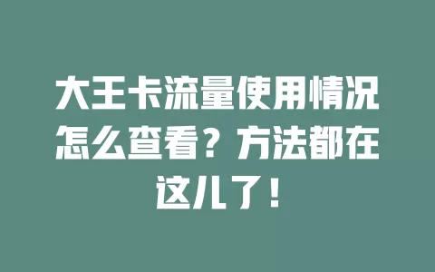 大王卡流量使用情况怎么查看？方法都在这儿了！