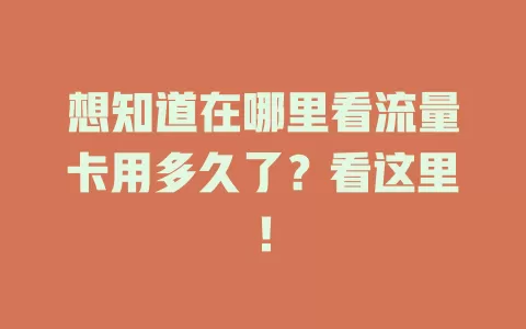 想知道在哪里看流量卡用多久了？看这里！