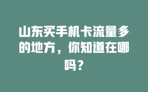 山东买手机卡流量多的地方，你知道在哪吗？