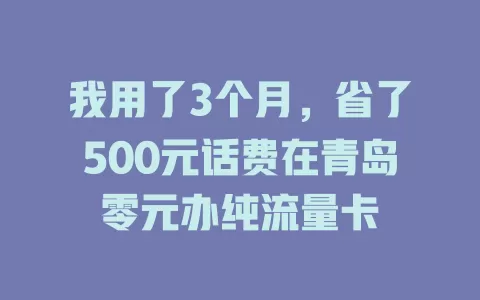 我用了3个月，省了500元话费在青岛零元办纯流量卡
