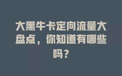 大黑牛卡定向流量大盘点，你知道有哪些吗？