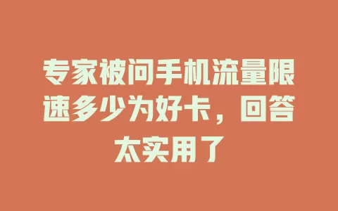 专家被问手机流量限速多少为好卡，回答太实用了