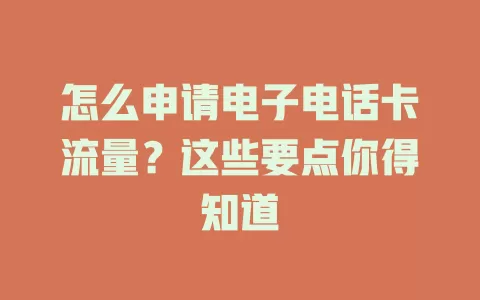 怎么申请电子电话卡流量？这些要点你得知道