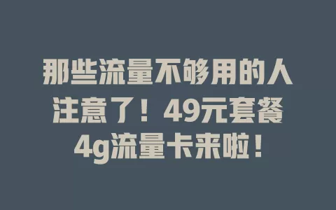 那些流量不够用的人注意了！49元套餐4g流量卡来啦！