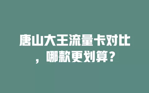 唐山大王流量卡对比，哪款更划算？