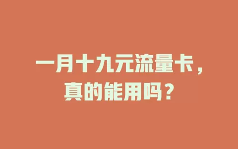 一月十九元流量卡，真的能用吗？
