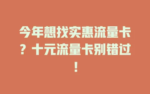 今年想找实惠流量卡？十元流量卡别错过！