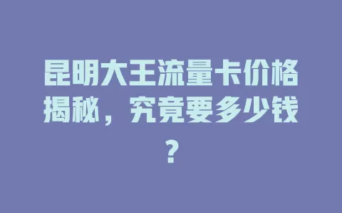 昆明大王流量卡价格揭秘，究竟要多少钱？