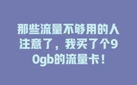 那些流量不够用的人注意了，我买了个90gb的流量卡！