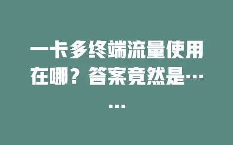 一卡多终端流量使用在哪？答案竟然是……
