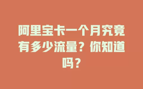 阿里宝卡一个月究竟有多少流量？你知道吗？