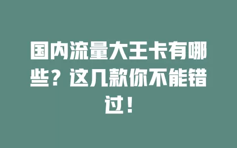 国内流量大王卡有哪些？这几款你不能错过！