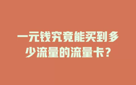 一元钱究竟能买到多少流量的流量卡？
