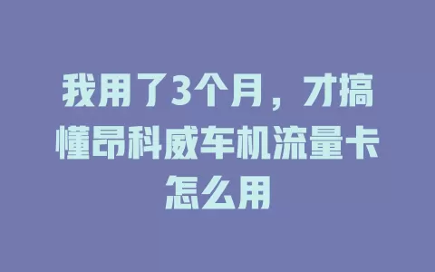 我用了3个月，才搞懂昂科威车机流量卡怎么用