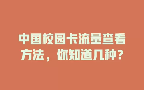 中国校园卡流量查看方法，你知道几种？