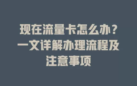 现在流量卡怎么办？一文详解办理流程及注意事项
