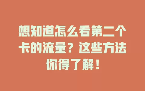 想知道怎么看第二个卡的流量？这些方法你得了解！