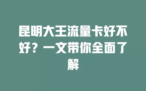 昆明大王流量卡好不好？一文带你全面了解