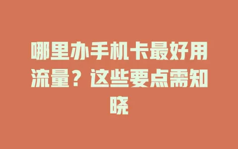 哪里办手机卡最好用流量？这些要点需知晓