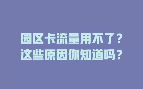园区卡流量用不了？这些原因你知道吗？
