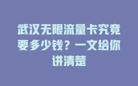 武汉无限流量卡究竟要多少钱？一文给你讲清楚