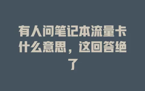 有人问笔记本流量卡什么意思，这回答绝了