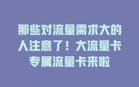 那些对流量需求大的人注意了！大流量卡专属流量卡来啦