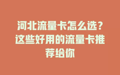 河北流量卡怎么选？这些好用的流量卡推荐给你