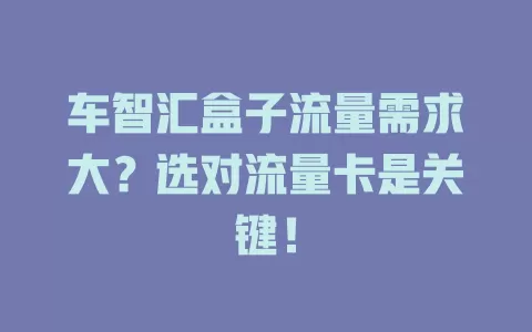 车智汇盒子流量需求大？选对流量卡是关键！
