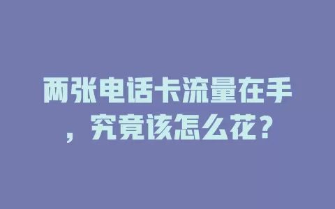 两张电话卡流量在手，究竟该怎么花？