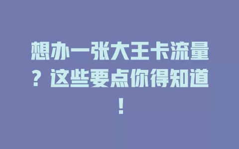 想办一张大王卡流量？这些要点你得知道！