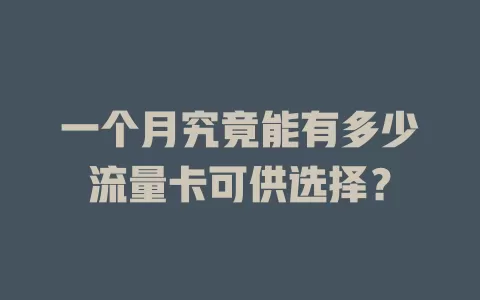 一个月究竟能有多少流量卡可供选择？