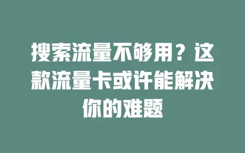 搜索流量不够用？这款流量卡或许能解决你的难题
