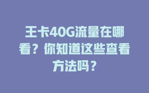王卡40G流量在哪看？你知道这些查看方法吗？