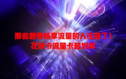那些想要畅享流量的人注意了！花城卡流量卡超划算