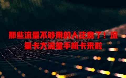 那些流量不够用的人注意了！流量卡大流量手机卡来啦