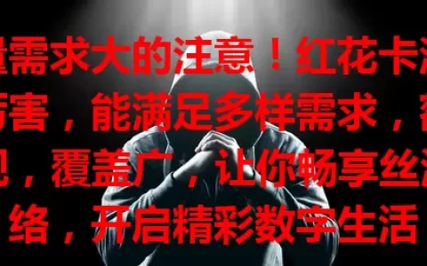 流量需求大的注意！红花卡流量超厉害，能满足多样需求，额度可观，覆盖广，让你畅享丝滑网络，开启精彩数字生活