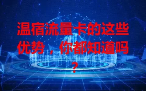 温宿流量卡的这些优势，你都知道吗？