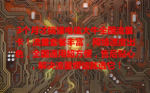 3个月才搞懂电信大牛全国流量卡！流量套餐丰富，网络速度出色，全国通用超方便，售后贴心，解决流量烦恼就选它！