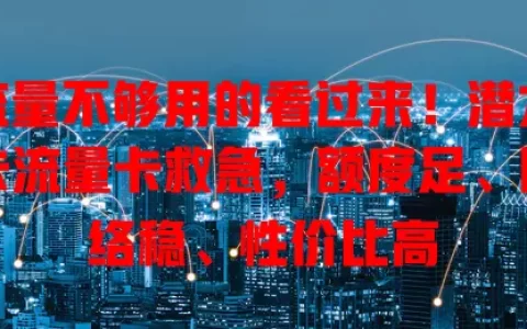 流量不够用的看过来！潜龙卡流量卡救急，额度足、网络稳、性价比高
