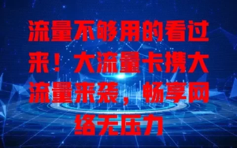 流量不够用的看过来！大流量卡携大流量来袭，畅享网络无压力